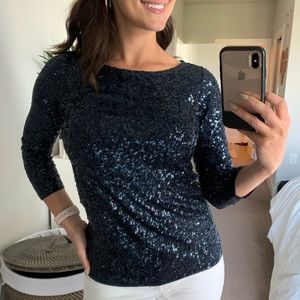 New navy sequin J. Crew top